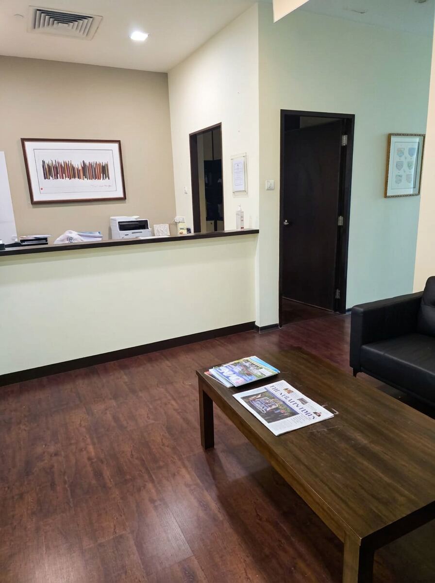 Clinic reception counter and waiting area